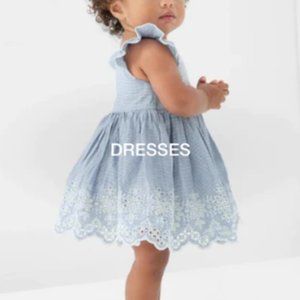 EUC GAPKids Blue Gingham Cap Sleeve Dress with Eyelet Detailing and Bloomers